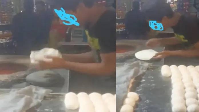 A video of spitting on rotis in Haji Maqbool Tahar