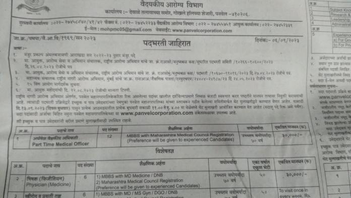 Panvel Municipal Corporation Recruitment 2023