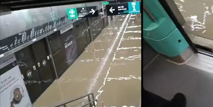 Mumbai Aqua line Metro filled with water