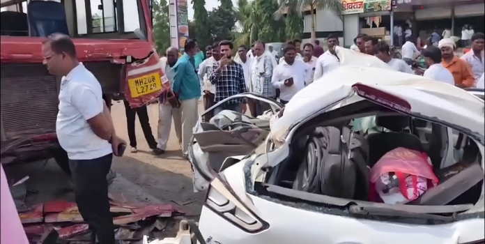 Beed Car ST Bus Accident