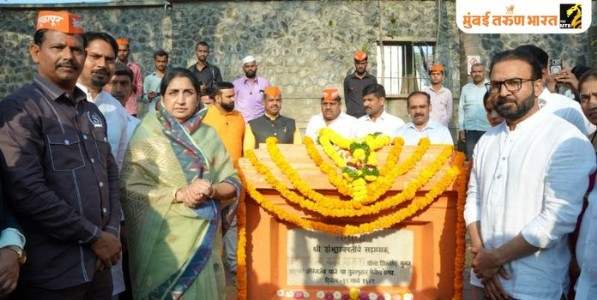 सुनेत्रा पवार यांनी घेतले छत्रपती संभाजी महाराज यांच्या समाधीचे दर्शन