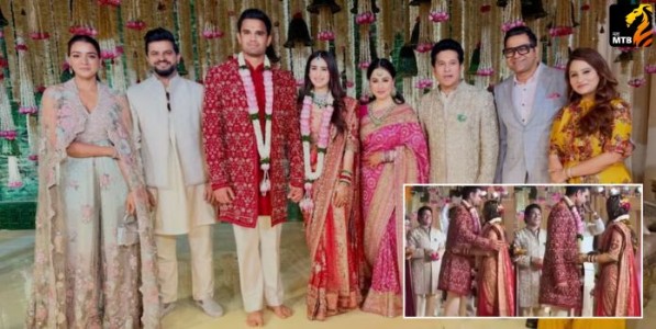 Arjun Tendulkar Marries Saaniya Chandhok : अर्जुन तेंडुलकरच्या लग्नात दिग्गजांची मांदियाळी; बच्चन, गावस्कर, द्रविडसह अनेक सेलिब्रिटी उपस्थित!