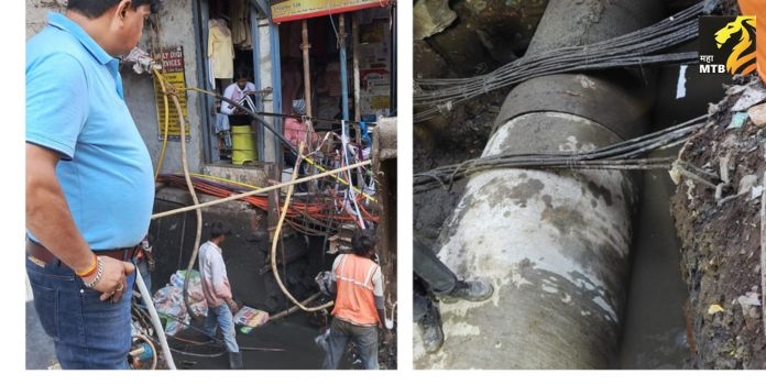 bandra road construction in rain