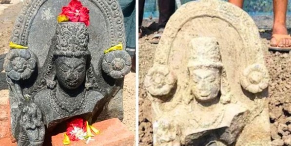 तलाव खोदकामात सापडली भगवान विष्णूंची प्राचीन अष्टधातूची मूर्ती