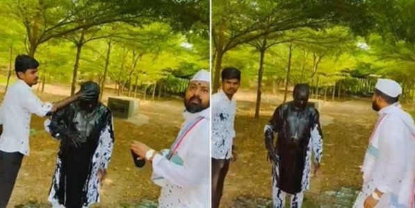 कीर्तनकारांना 'घुसखोर' म्हणणाऱ्या विकास लवांडेना फासले काळे