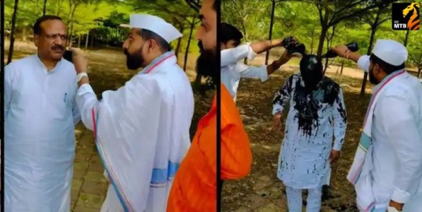 कीर्तनकारांना 'घुसखोर' म्हणणाऱ्या विकास लवांडेना फासले काळे