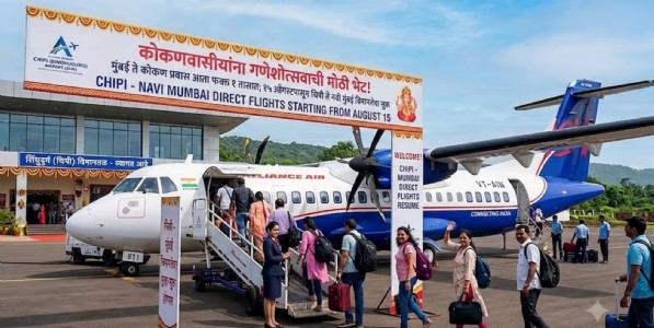 कोकणवासीयांना गणेशोत्सवाची मोठी भेट! मुंबई ते कोकण प्रवास आता फक्त १ तासात; १५ ऑगस्टपासून नवी मुंबई ते चिपी विमानसेवा सुरू