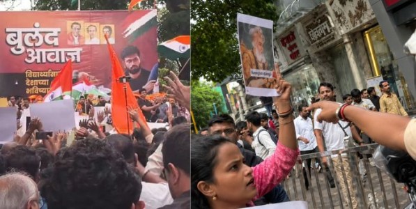 उबाठाच्या बालेकिल्ल्यात हिरव्या झुरळांनी झळकवला औरंग्याचा फोटो; पेपरफुटीच्या आंदोलनाखाली अराजकतेचा कट उघड