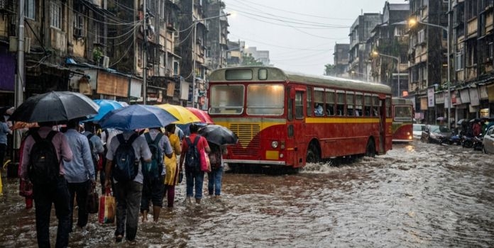 Mumbai Rain BEST Bus