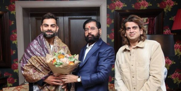 लंडन मध्ये विराट कोहली उपमुख्यमंत्री एकनाथ शिंदेंची सदिच्छा भेट