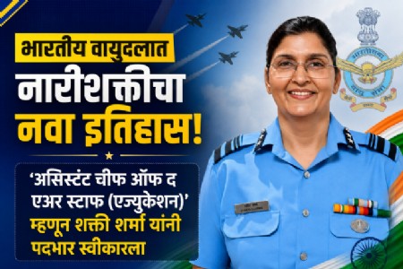 भारतीय वायुदलात नारीशक्तीचा नवा इतिहास! ‘असिस्टंट चीफ ऑफ द एअर स्टाफ (एज्युकेशन)’ म्हणून शक्ती शर्मा यांनी पदभार स्वीकारला